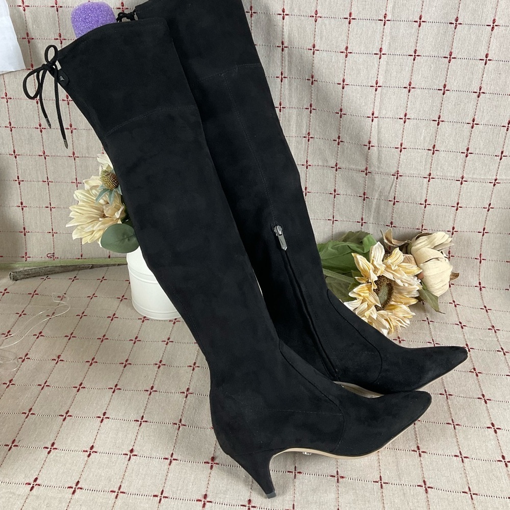 🧸HP🧸 Sam Edelman “Kristie” Over the Knee Boots Black Faux Suede Sz 7 NWOB